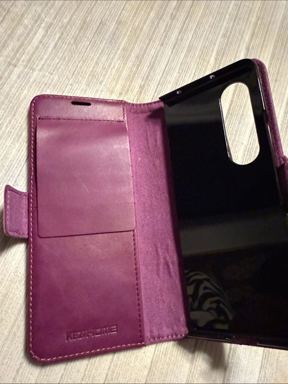 Two-Tone Wine and Brown Leather Phone Case Wallet